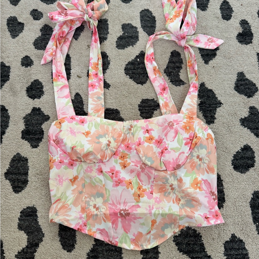 SHEIN Floral Pink and Peach Top